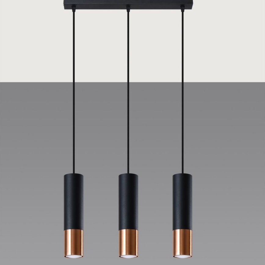 Lámpara colgante LOOPEZ 3xGU10/10W/230V negro/cobre