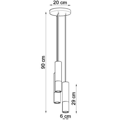 Lámpara colgante LOOPEZ 3xGU10/10W/230V redondeado negro/cobre