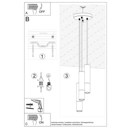 Lámpara colgante LOOPEZ 3xGU10/10W/230V redondeado negro/cobre