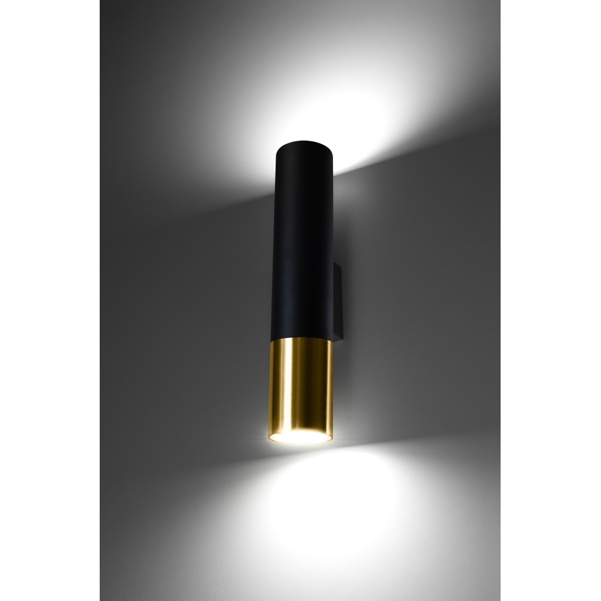 Aplique LOOPEZ 2xGU10/10W/230V negro/dorado