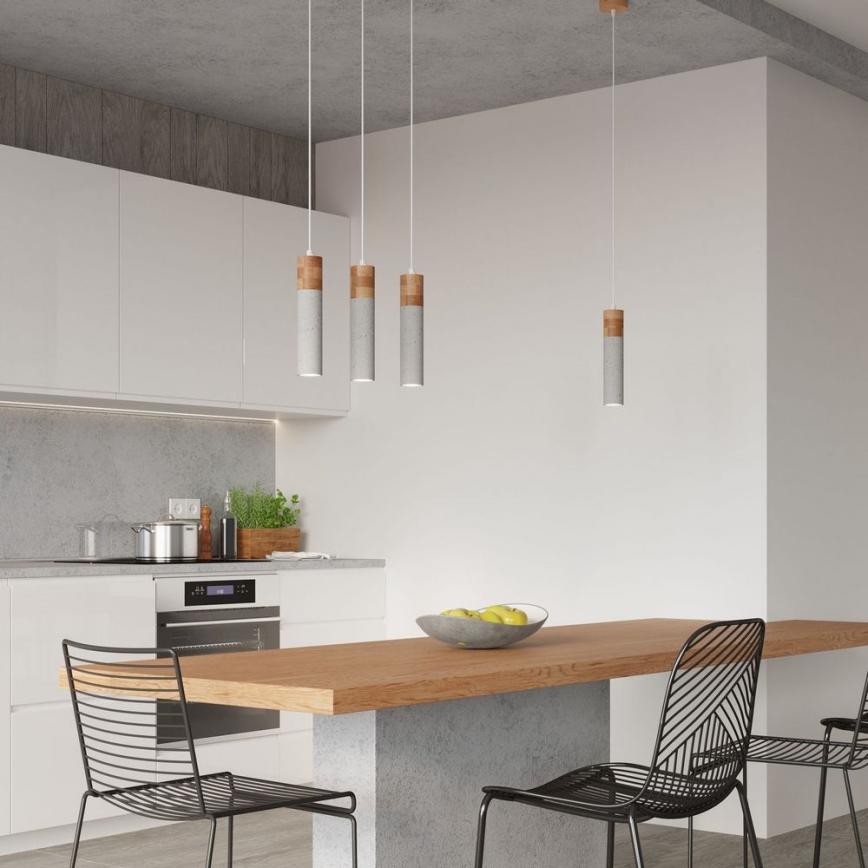 Lámpara colgante ZANE 1xGU10/40W/230V concreto/abedul/haya