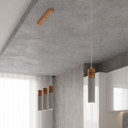 Lámpara colgante ZANE 1xGU10/40W/230V concreto/abedul/haya