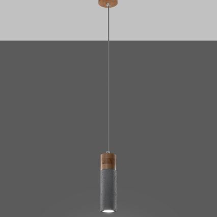 Lámpara colgante ZANE 1xGU10/40W/230V concreto/abedul/haya