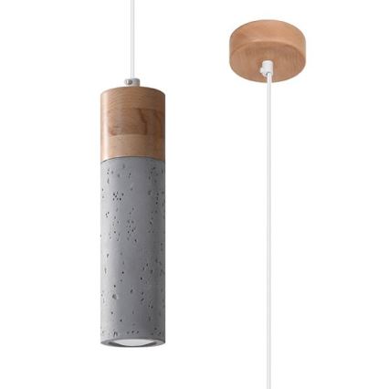Lámpara colgante ZANE 1xGU10/40W/230V concreto/abedul/haya