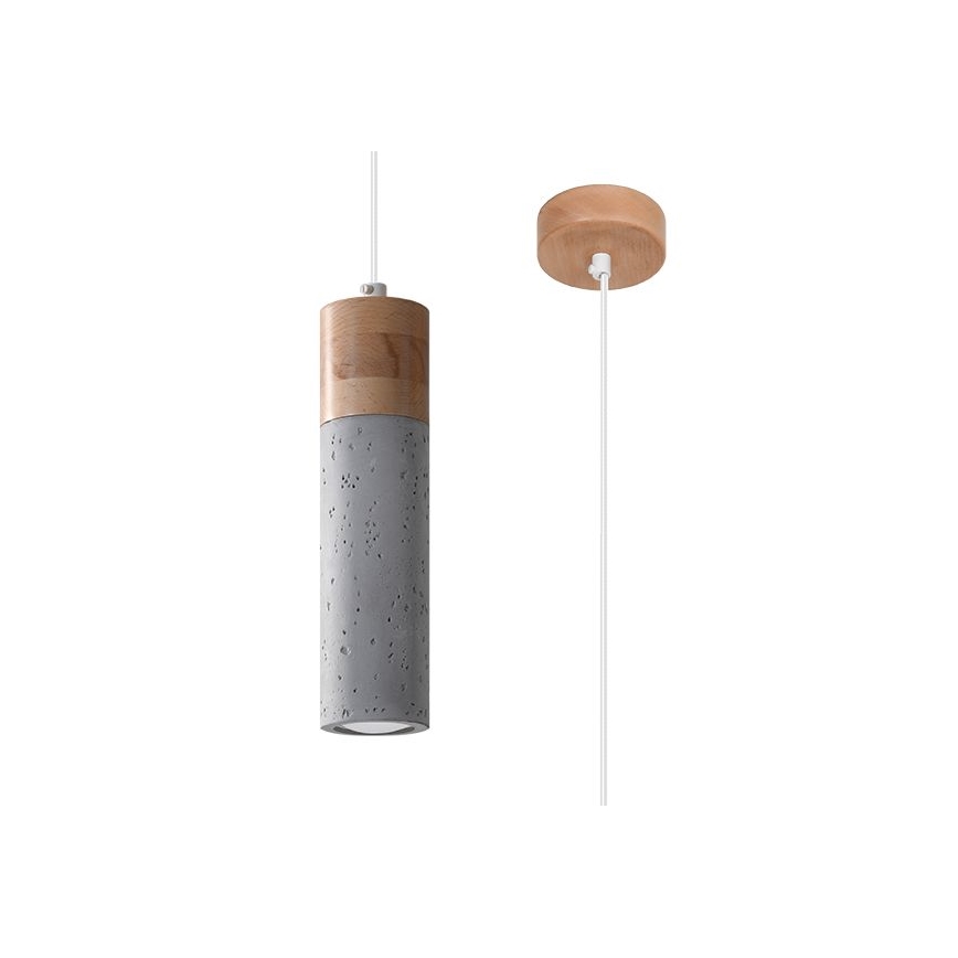 Lámpara colgante ZANE 1xGU10/40W/230V concreto/abedul/haya