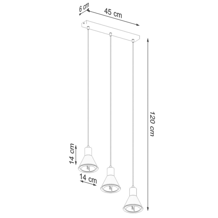 Lámpara colgante TAZILA 3xES111/60W/230V blanco
