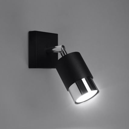 Foco de pared NERO 1xGU10/40W/230V negro/cromo brillante