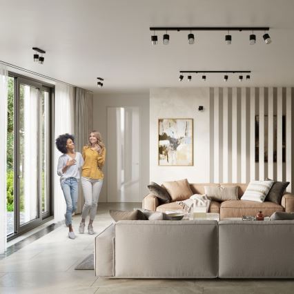 Foco NERO 3xGU10/40W/230V negro/cromo brillante