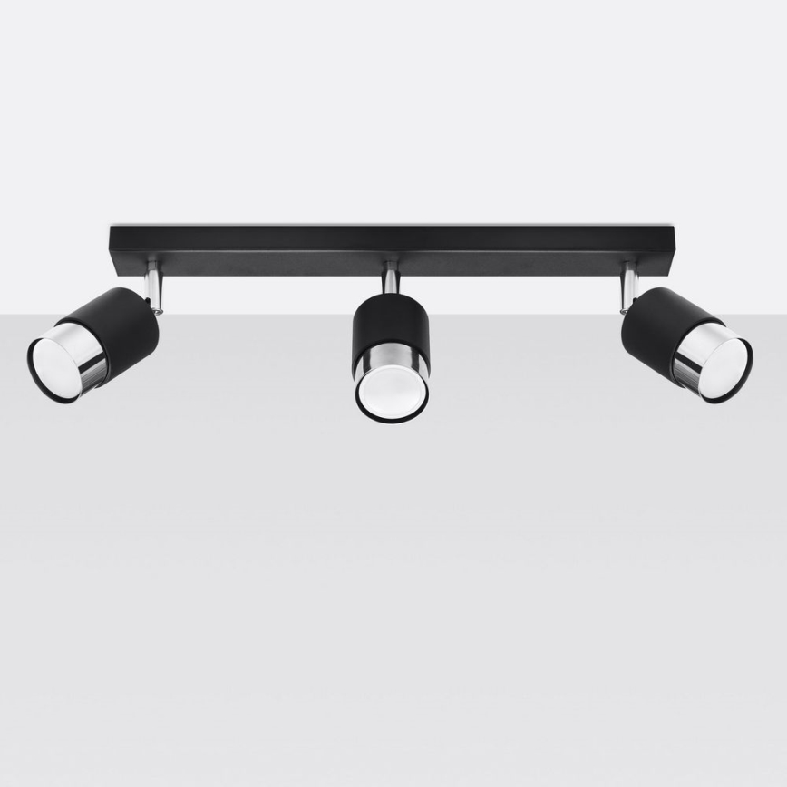 Foco NERO 3xGU10/40W/230V negro/cromo brillante