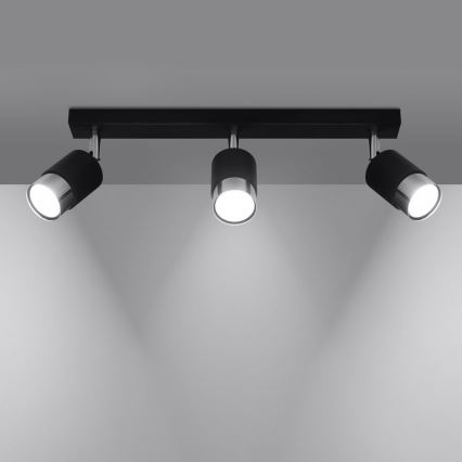 Foco NERO 3xGU10/40W/230V negro/cromo brillante