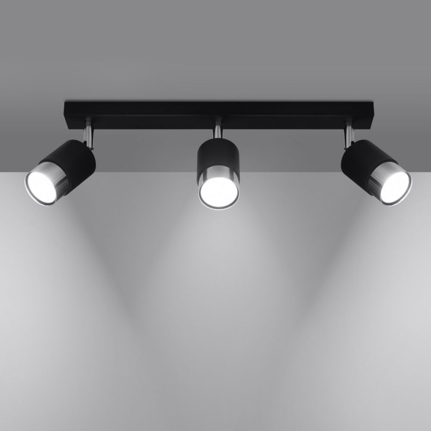 Foco NERO 3xGU10/40W/230V negro/cromo brillante