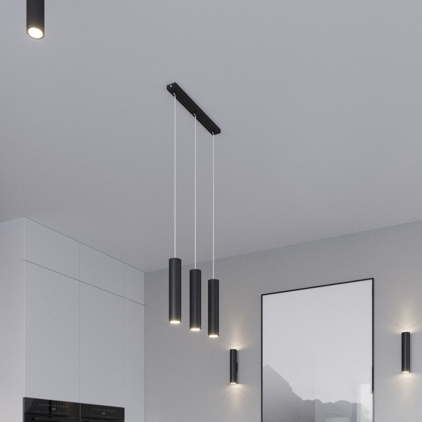 Lámpara colgante LAGOS 3xGU10/10W/230V negro