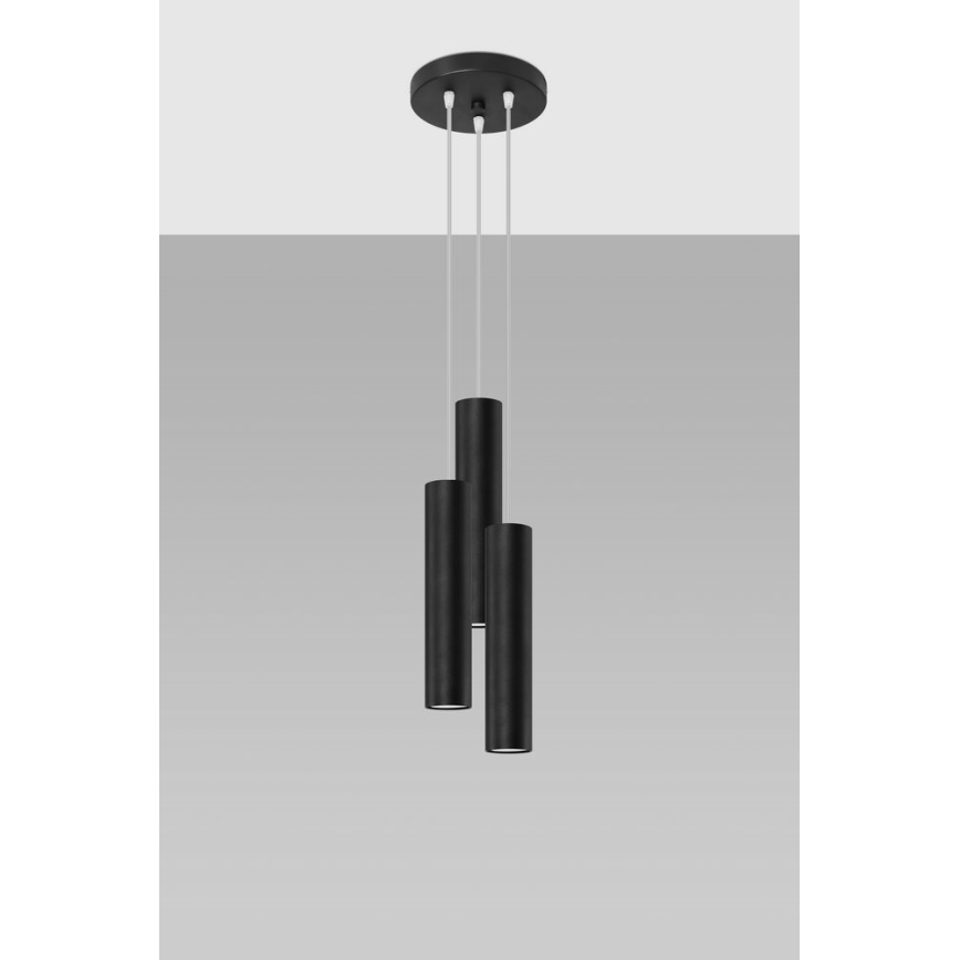 Lámpara colgante LAGOS 3xGU10/10W/230V negro