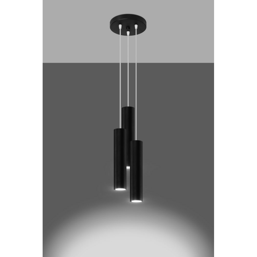 Lámpara colgante LAGOS 3xGU10/10W/230V negro
