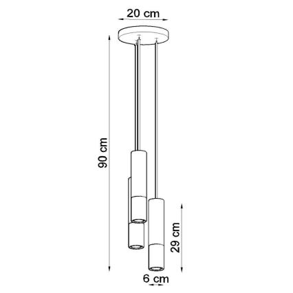 Lámpara colgante LAGOS 3xGU10/10W/230V negro