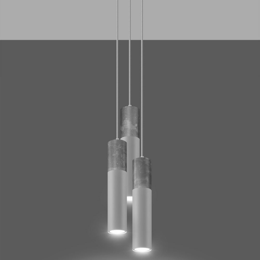 Lámpara colgante BORGIO 3xGU10/40W/230V concreto/metal blanco