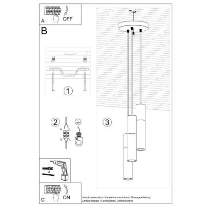 Lámpara colgante BORGIO 3xGU10/40W/230V concreto/metal blanco