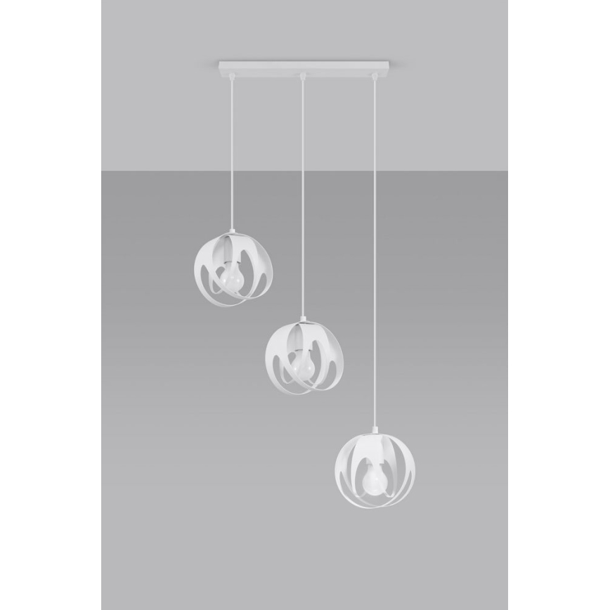 Lámpara colgante TULOS 3xE27/60W/230V blanco