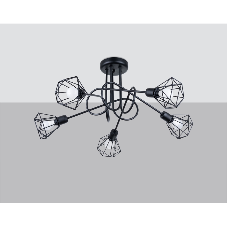 Lámpara colgante en barra ARTEMIS 5xE14/40W/230V negro