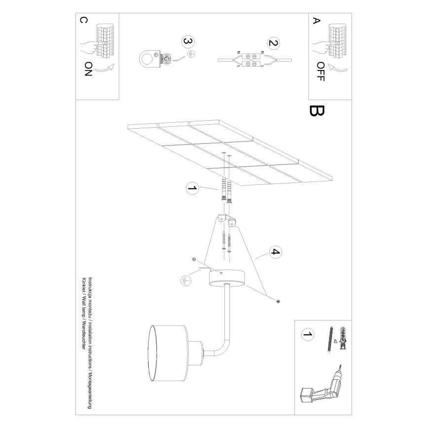 Lámpara de pared SAVAR 1xE27/60W/230V negra