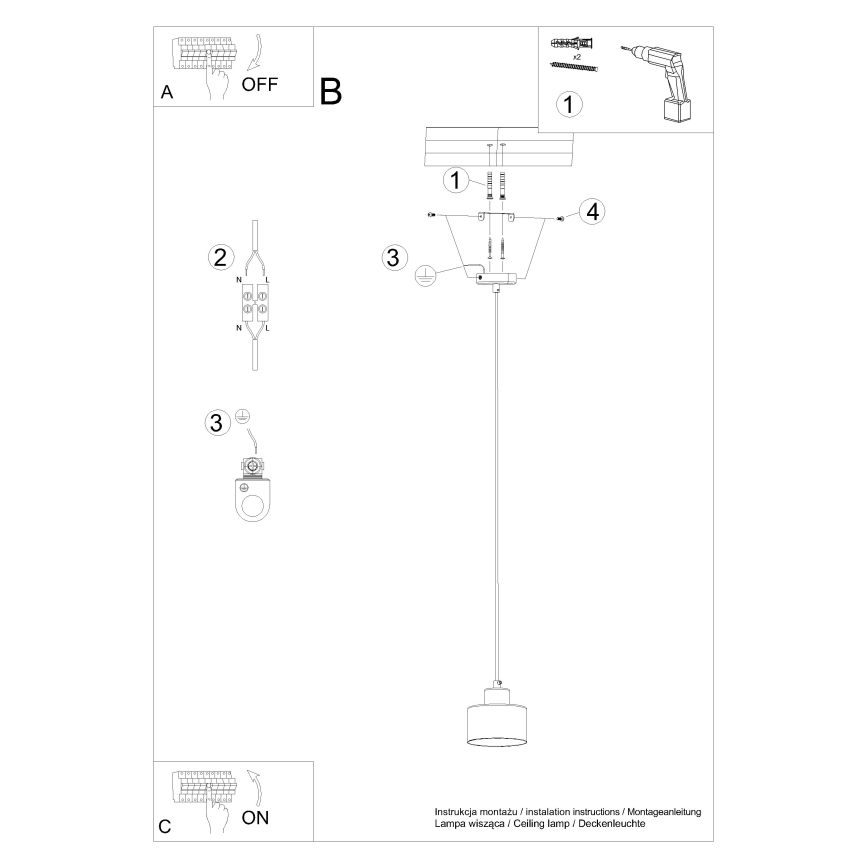 Lámpara colgante con cable SAVAR 1xE27/60W/230V negro