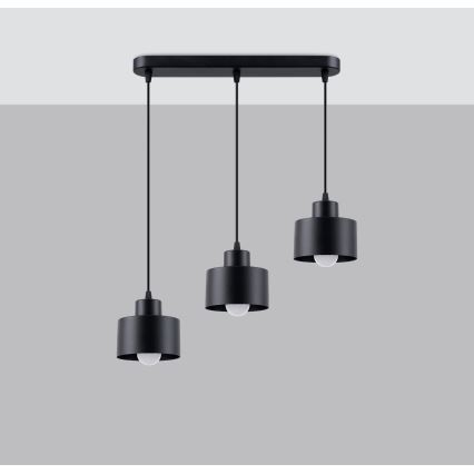 Lámpara colgante con cable SAVAR 3xE27/60W/230V negro
