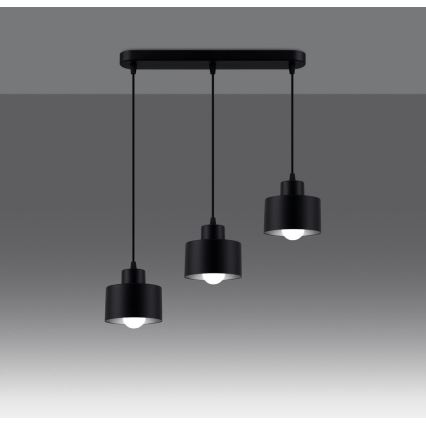 Lámpara colgante con cable SAVAR 3xE27/60W/230V negro
