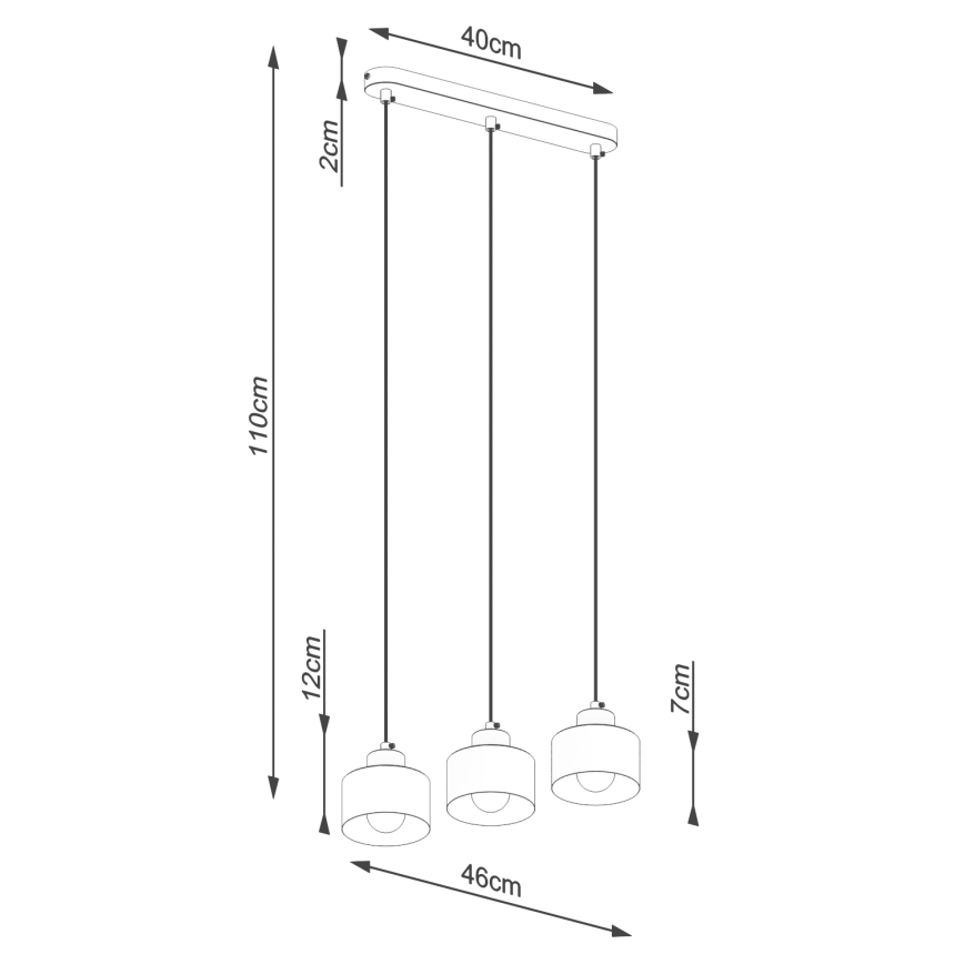 Lámpara colgante con cable SAVAR 3xE27/60W/230V negro