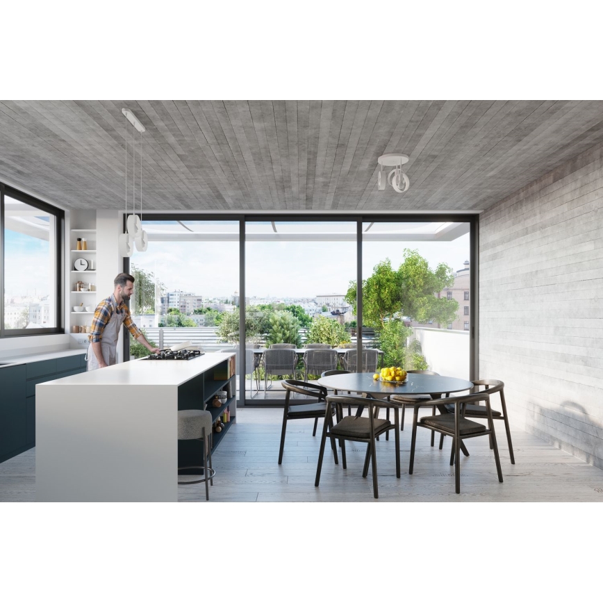 Lámpara colgante con cable TITRAN 1xE27/60W/230V blanca