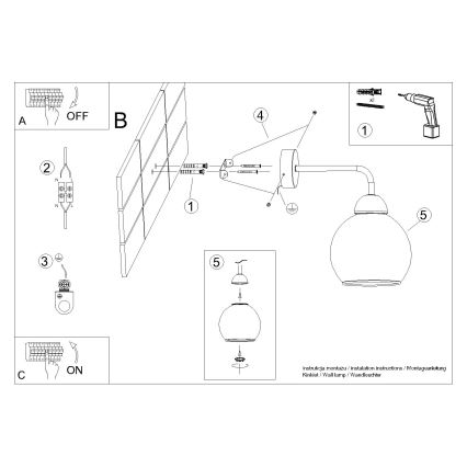 Lámpara de pared ALINO 1xE27/60W/230V negra