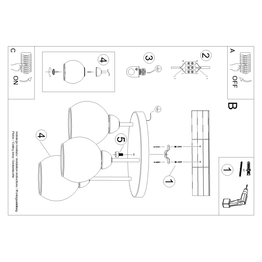 Lámpara colgante en barra ALINO 3xE27/60W/230V negro