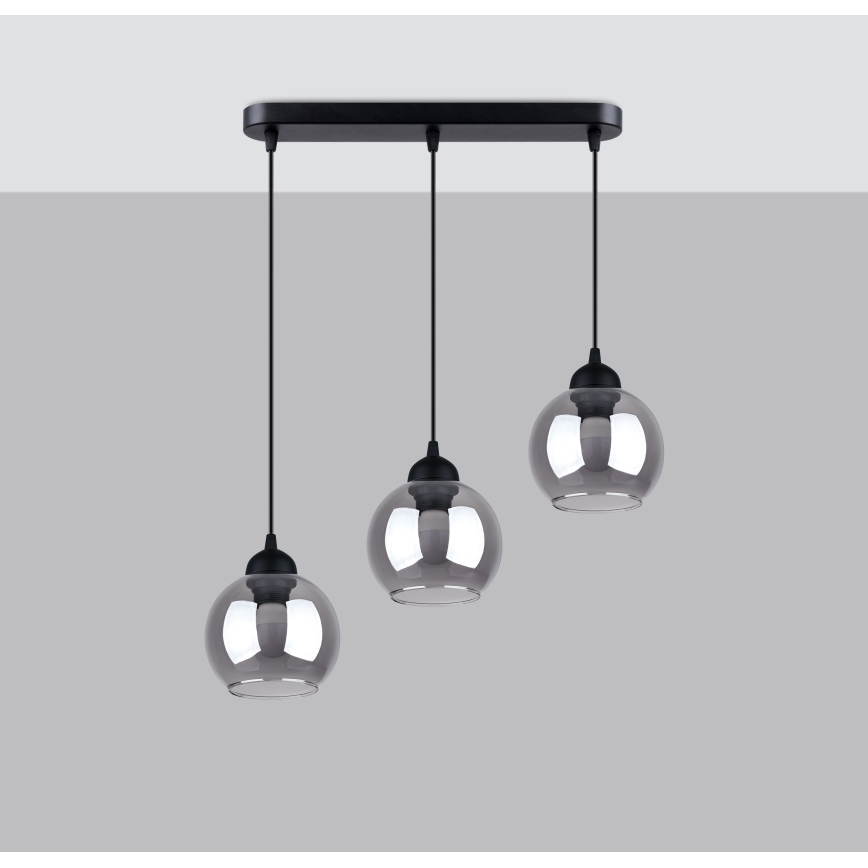 Lámpara colgante ALINO 3xE27/60W/230V negro