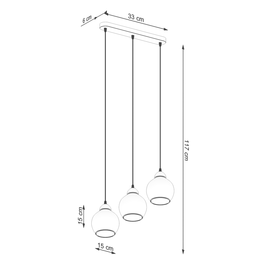 Lámpara colgante ALINO 3xE27/60W/230V negro