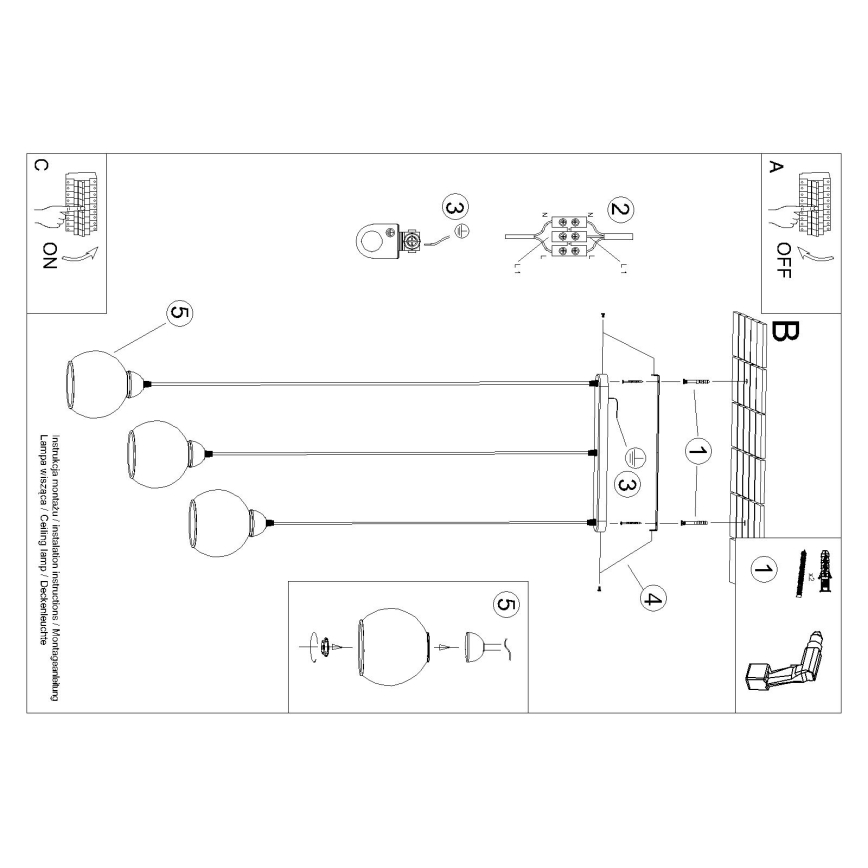 Lámpara colgante ALINO 3xE27/60W/230V negro