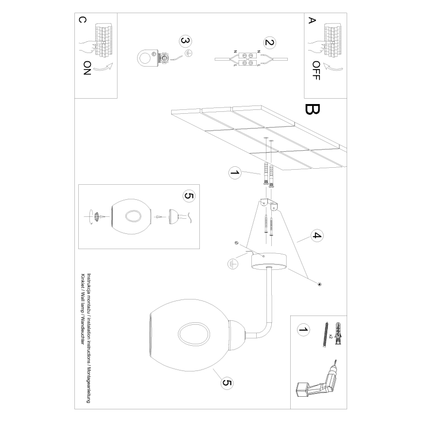 Lámpara de pared FILLAN 1xE27/60W/230V negra