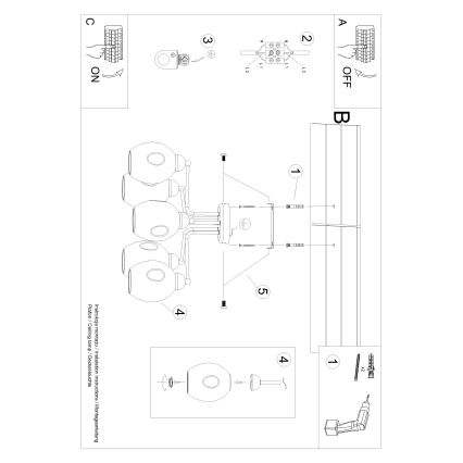 Lámpara colgante FILLAN 5xE27/60W/230V negro