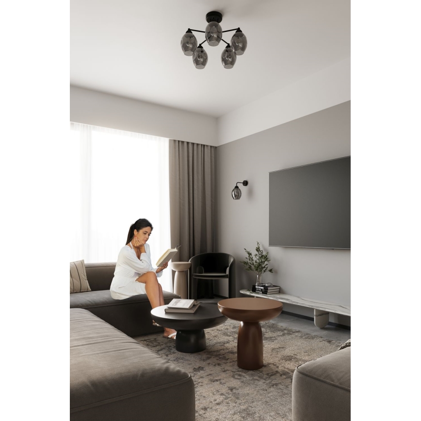 Lámpara colgante en barra FILLAN 5xE27/60W/230V negra