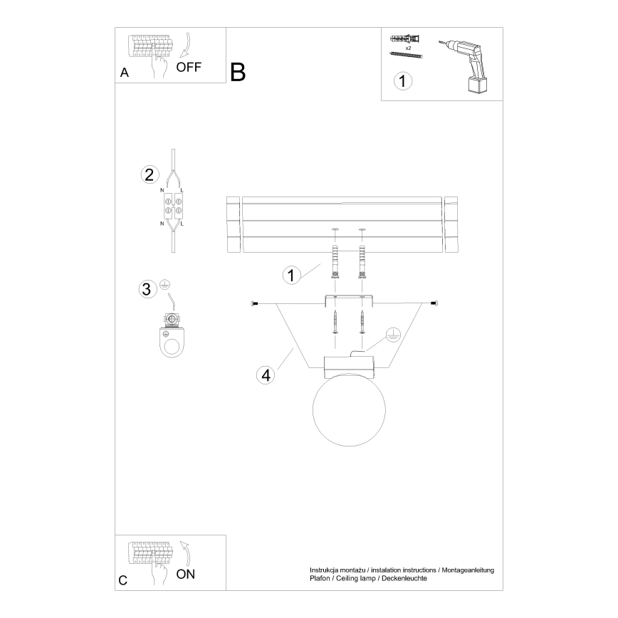 Lámpara de techo YOLI 1xG9/12W/230V negra