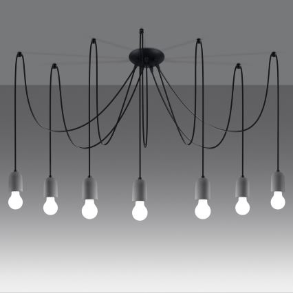 Lámpara colgante NESO 7xE27/15W/230V araña concreto