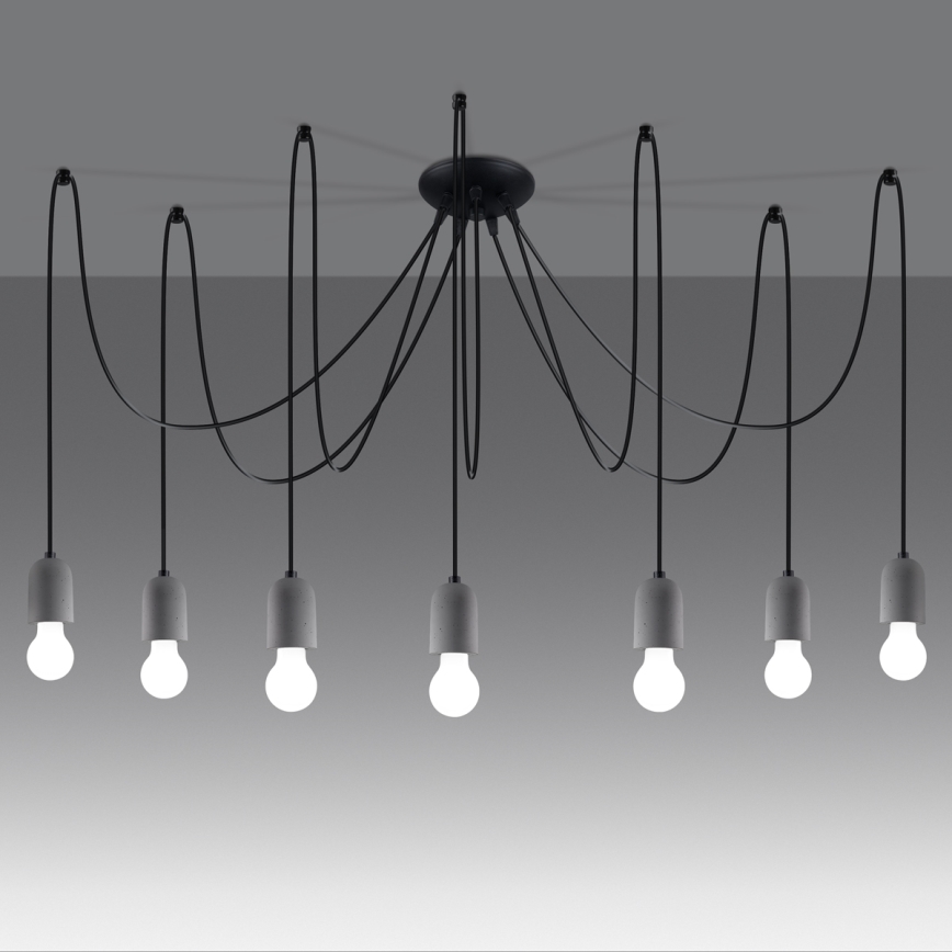 Lámpara colgante NESO 7xE27/15W/230V araña concreto