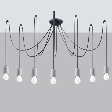 Lámpara colgante NESO 7xE27/15W/230V araña concreto