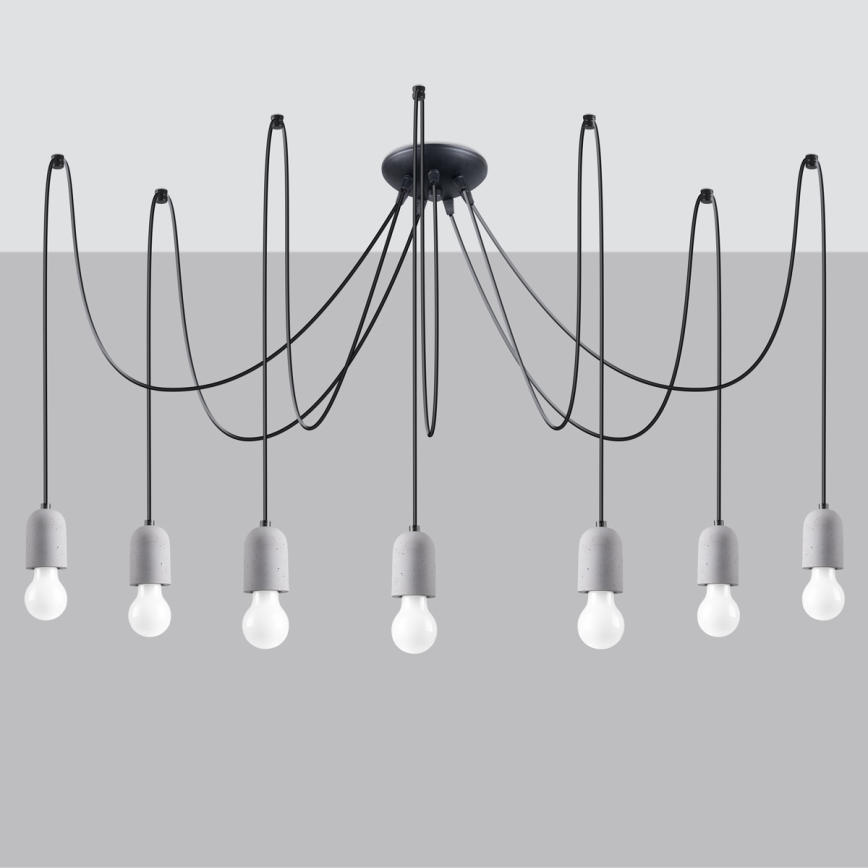 Lámpara colgante NESO 7xE27/15W/230V araña concreto