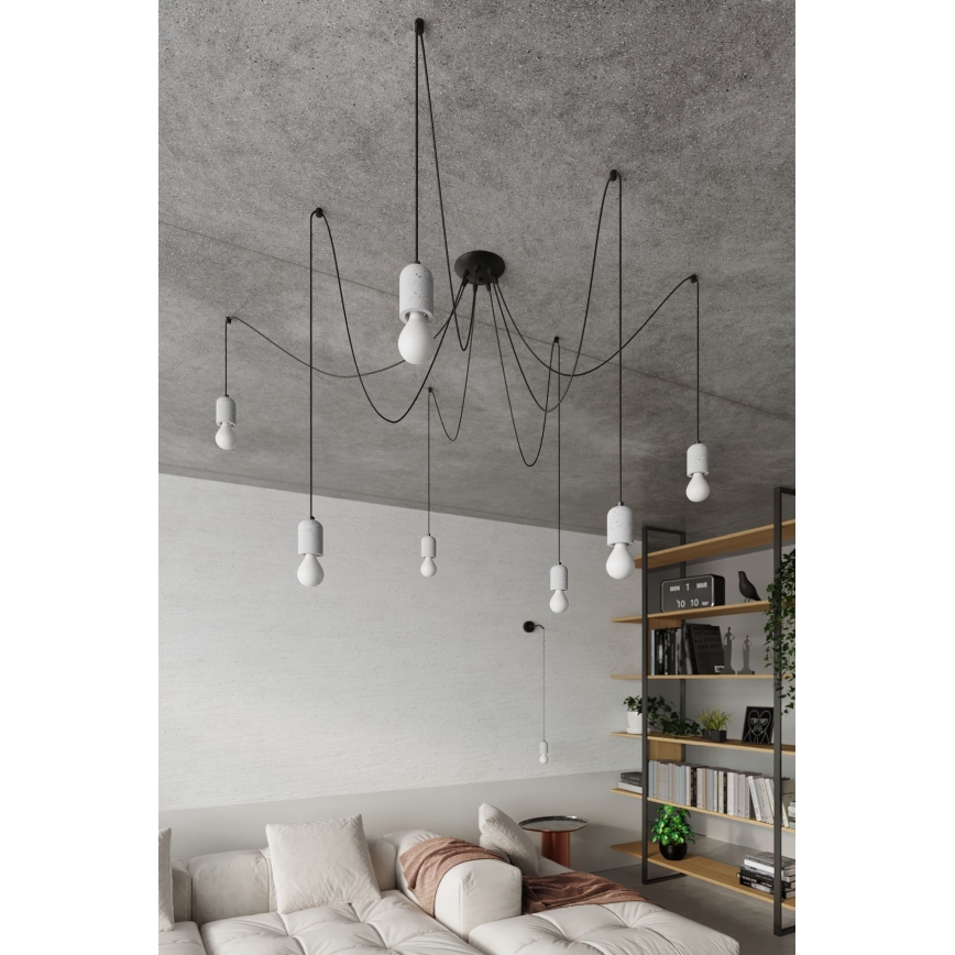Lámpara colgante NESO 7xE27/15W/230V araña concreto