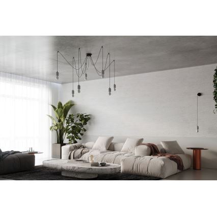Lámpara colgante NESO 7xE27/15W/230V araña concreto