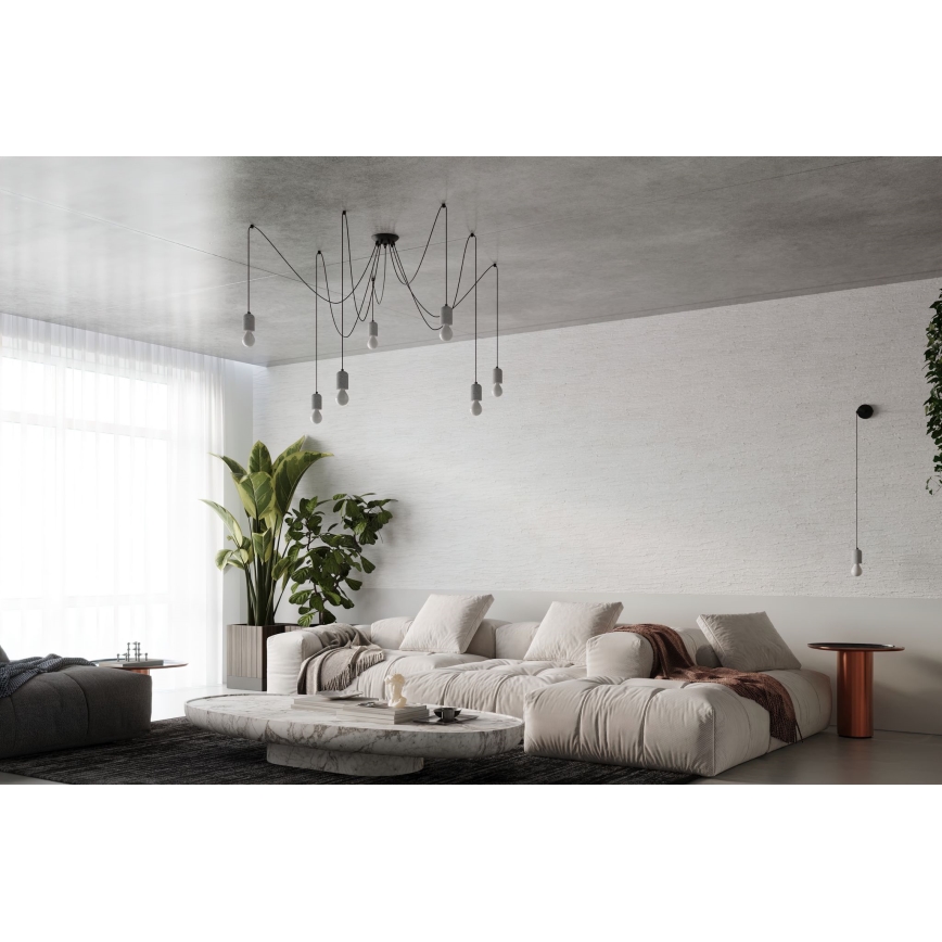 Lámpara colgante NESO 7xE27/15W/230V araña concreto