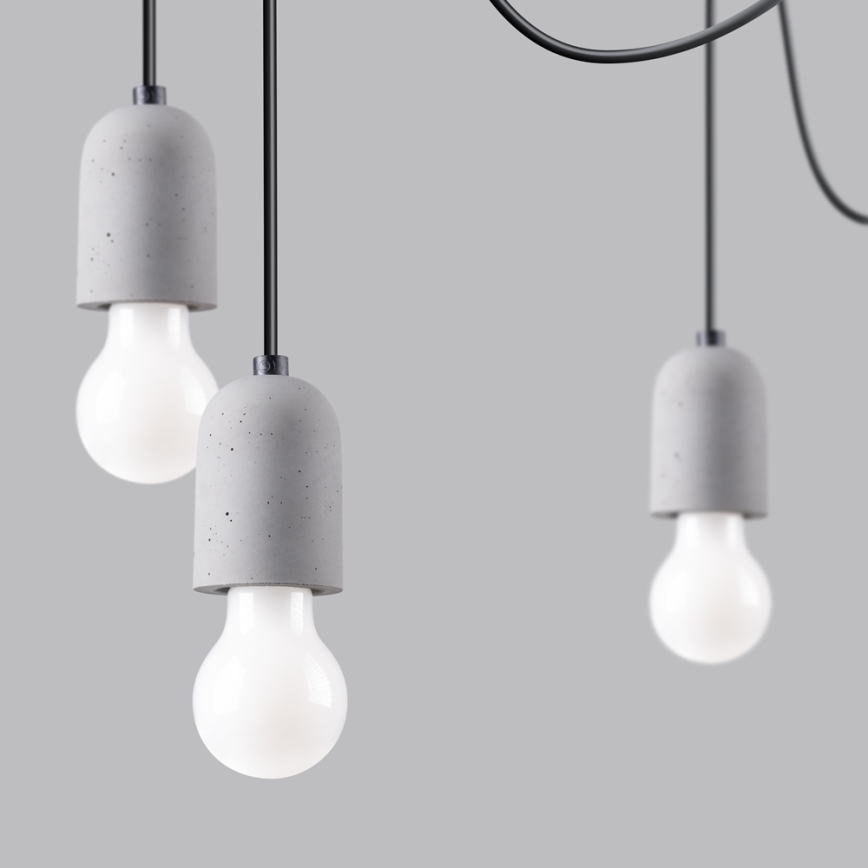 Lámpara colgante NESO 7xE27/15W/230V araña concreto