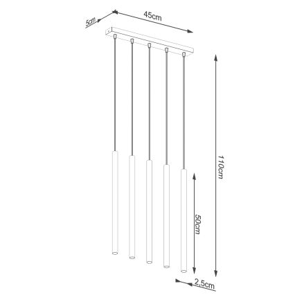Lámpara colgante PASTELO 5xG9/8W/230V dorado