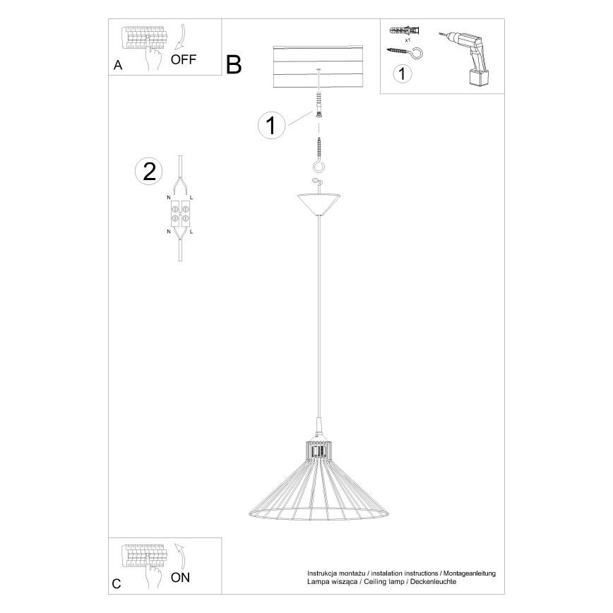 Lámpara colgante EDA 1xE27/15W/230V negro