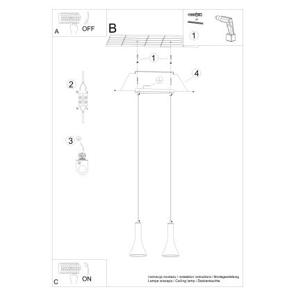 Lámpara colgante REA 2xE14/12W/230V concreto