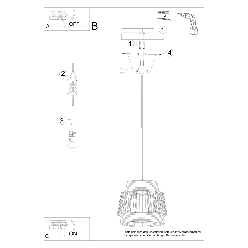 Lámpara colgante BRILO 1xE27/15W/230V